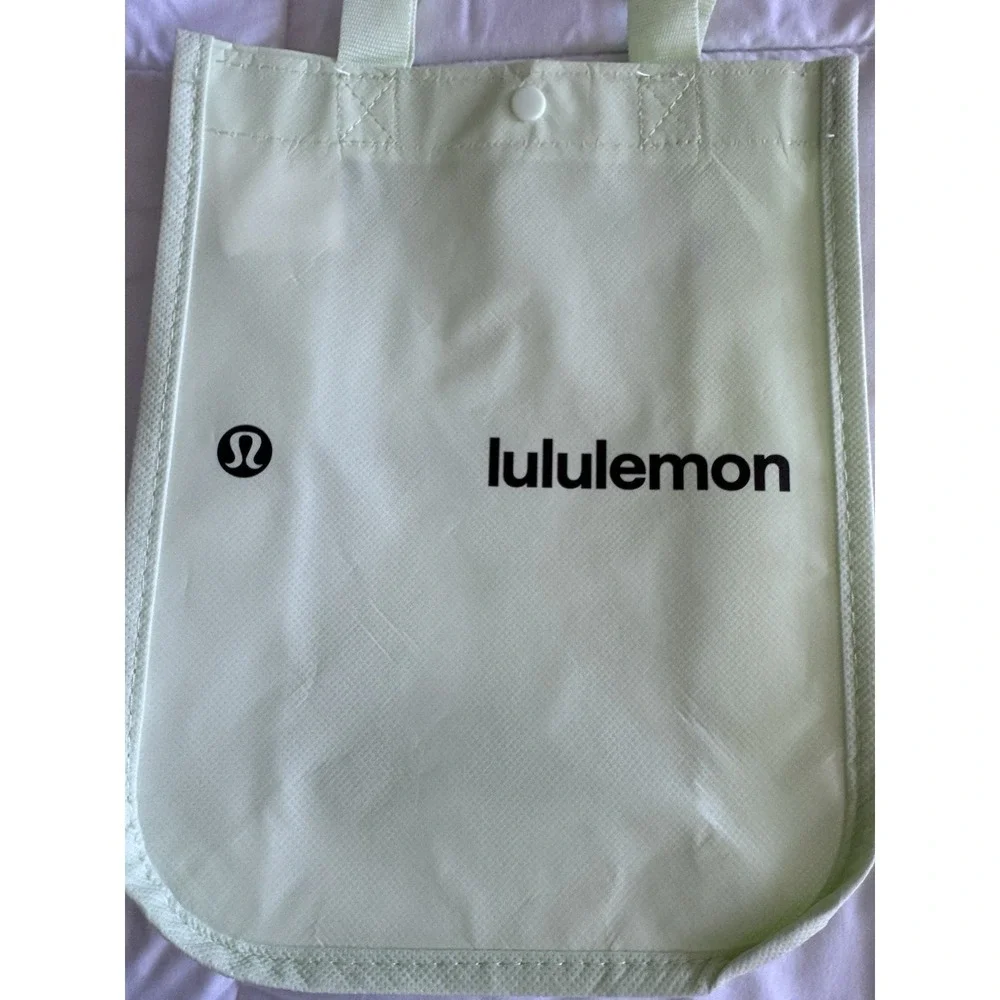 New Lululemon Small Reusable Shopping Tote Bag Logo Green 2025 Limited Edition - Picture 3 of 7